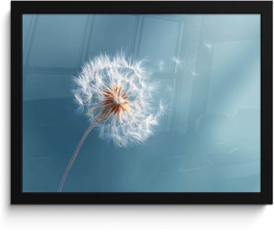 Poster in lijst - Fotolijst 40x30 cm - Posters - Paardenbloem - Wind - Blauw - Posterlijst zwart - Decoratie - Wanddecoratie woonkamer - Muurdecoratie slaapkamer