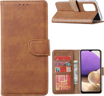 Hoesje Geschikt Voor Samsung Galaxy A33 hoesje bookcase Bruin - Hoesje Geschikt Voor Samsung Galaxy A33 wallet case portemonnee hoesje - A33 5G Hoes met Pasjeshouder cover