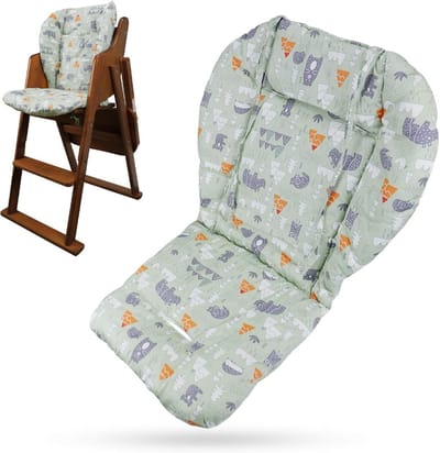 Dik Kussen voor Houten Kinderstoel - Comfortabele Bekleding voor Baby Eetstoel - Groene Bosprint