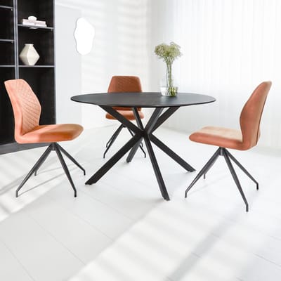 Dimehouse Eettafel Yuna marmerlook zwart 120 x 120 x 76 cm - Marmer - Modern - Rond