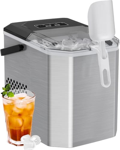IJsblokjesmachine - Incl. IJsschep - 12kg/24u - 1.2L - 120W - Zelfreinigingsfunctie - Zilver - IJsblokjesmaker
