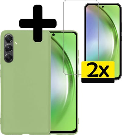Hoesje - Met 2x Screenprotector - Geschikt voor Samsung Galaxy A54 - Sterk & Shockproof - Back Cover - Siliconen Case - Telefoon Hoes - Telefoonhoesjes - Groen