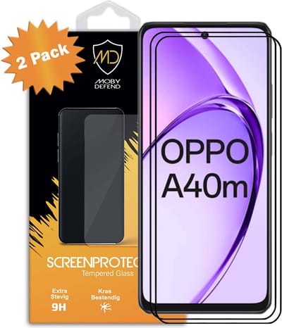 2-Pack MobyDefend Screenprotectors - Geschikt voor Oppo A40m - Screensavers Met Zwarte Randen - Gehard Glas