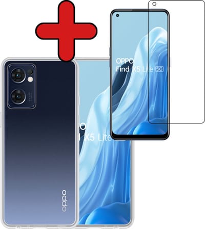 Hoesje - Met Screenprotector - Geschikt voor OPPO Find X5 Lite - Sterk & Shockproof - Telefoon Hoes - Back Cover - Siliconen Case - Telefoonhoes - Transparant