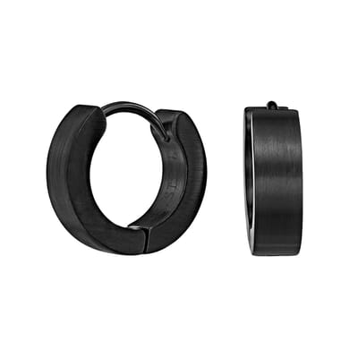 Traveller Oorringen - Oorbellen - Unisex - Mat Zwart - Ring - Edelstaal - Ø 14 mm - Oorstekers - 166361