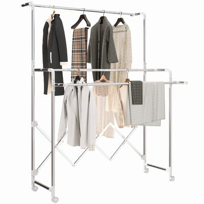 Wasdroogrek opvouwbaar tot 50 x 6 x 150 cm ideaal voor kleine woonruimtes zoals appartementen of wasruimtes ruimtebesparend makkelijk op te bergen