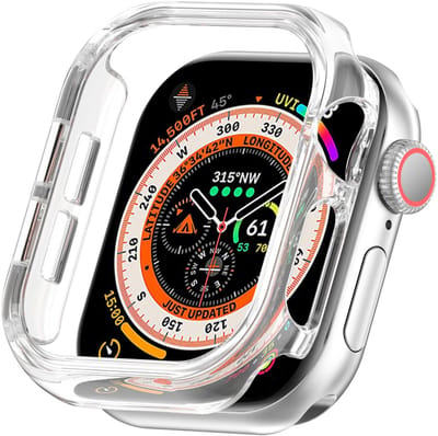 By Qubix - Hard case 42mm (open front) - Transparant - Geschikt voor Apple Watch 42mm (series 10) hoesje - screenprotector - Bescherming iWatch - Bescherm hoesje