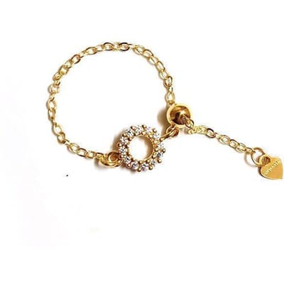 Gouden diamant ronde zachte ketting intrekbare verstelbare damesring elegante temperament charme lichte luxe sieraden resizable beige