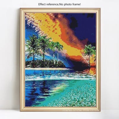5D DIY Diamond schilderij schilderachtige zee borduurwerk verkoop volledige ronde zonsondergang strass foto 20X30