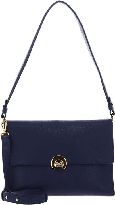 COCCINELLE Leren Schoudertas Binxie Shoulderbag Grained Leather Royal Blue Blauw