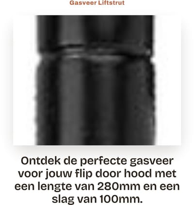 Dailygoods- Gasveer 100N - Gasdrukveer - Lift Strut - Ondersteuning - Centrumafstand 280mm - Slag 100mm - Liftveer