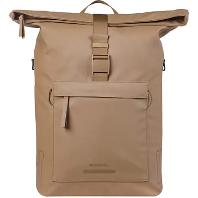 Basil Brooklyn - Enkele fietstas - 17 Liter - Waterdicht - Reflectie details - Gerecycled materiaal - MIK Hooks - Incl. laptopvak - zand