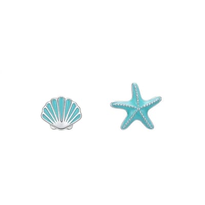 Oorbellen zeester - schelp - ibiza - zomer - turquoise blauw