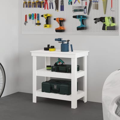 vidaXL - Werkbank - 78,5x50x80 - cm - massief - grenenhout - wit