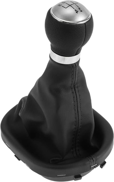 Dailygoods - 5 versnellingen handmatige versnellingspook knop W/Cover No.1T0711113R - Auto schakelknop - voor VW Caddy 2004-2009 kunststof kunstleer zwart zilver toon - 1 st