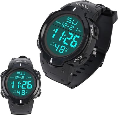 Horloges Heren Digitaal, Sporthorloge Herenhorloge Scheidsrechtershorloge Stopwatch Man Helder Display PU Band Man Chronograaf Horloge met Alarm Kalender