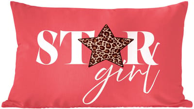 Sierkussens - Kussentjes Woonkamer - 60x40 cm - Star girl - Rood - Panter - Ster