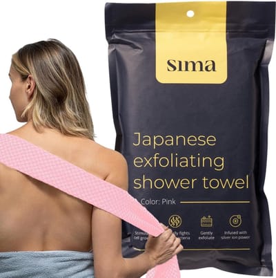 Exfoliërend washandje - Scrub handdoek - Huid reinigen - Zeshoekige vezels - Extra lang - Roze