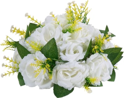Kunstmatige Rozenballen, 9,5-Inch Diameter Faux Bloemen Arrangementen, 10 Stuks, voor Bruiloft Centerpieces en Thuistafeldecoraties, Wit