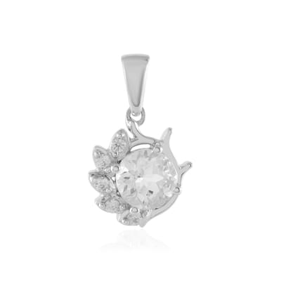 Cavill - Zilveren hanger - 925 Sterling zilver geplatineerd - Witte Topaas 0 945 ct en Zirkonia 0 09 ct - Elegant rond slijpsel - Dames sieraad