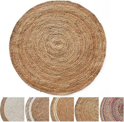 Jute tapijt rond - Natuurlijk vloerkleed - Woonkamer aankleden - Handgeweven natuurvezel - Diameter 200 cm - Mumbai