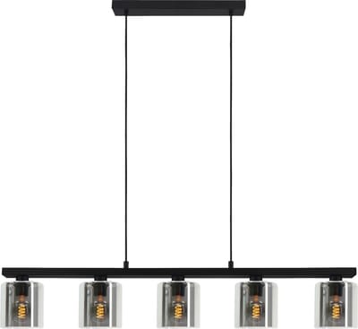EGLO Cadley Hanglamp | E27 | 121 cm | Rookglas - Smoke glas | Zwart