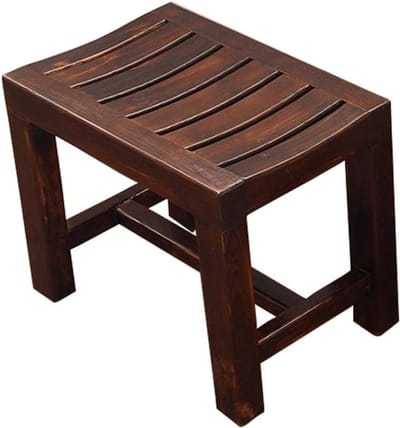 Badkamerkruk Hout - Douchestoel Kruk - Veilig Douchen - Massief Hout - 42x28x35cm - Bruin