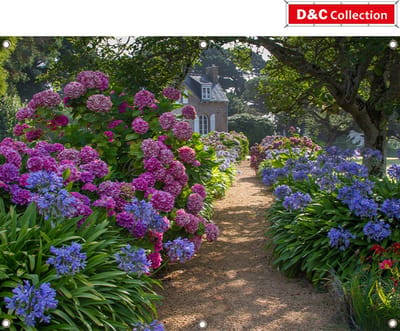 D&C Collection - tuinposter - 135x90 cm - hortensia tuin - park - bloemen