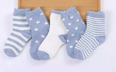 5 paar New born Baby sokken - Set babysokjes - 0-6 maanden - Blauwe Babysokken - Multipack - Kraamcadeau voor Jongen of Meisje - Babyshower Cadeau - Kraammand