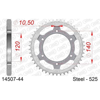 Stalen tandwiel Afam 525 44 dents