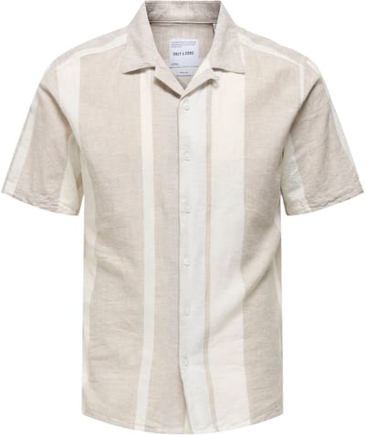 ONLY & SONS ONSCAIDEN SS STRIPE LINEN RESORT SHIRT Heren Overhemd - Maat L