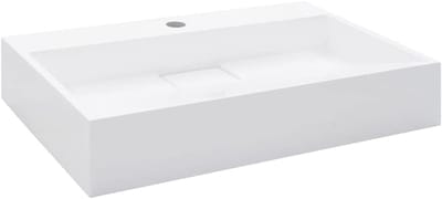 Wastafel Mineraal - Wasbak Gootsteen - Badkamer Inrichting - Stevig Steen Materiaal - 60 x 38 x 11 cm - Wit