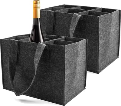 Set van 2 Flessentassen voor 6 Flessen, Handige Tas voor Bier, Ideaal voor Feesten, Reizen en Picknicks, Grijs, Met Compartimenten