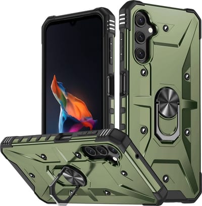 Coverup Hoesje - Geschikt voor Samsung Galaxy A14 Hoesje - Coverup Heavy Duty Ring Kickstand Back Cover - Army Green