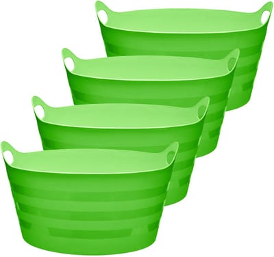 Garronda 15L 4-Pack flexibele kunststof kuip – Voederbak – Emmer – Tubtrug – Wasmand – Groen - GD-STIC-ElasticBasket