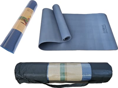 SUNMOOL Fitnessmat - Yogamat - TPE - Eco Friendly - Non Slip - 183 x 61 x 0.6 cm - Blauw