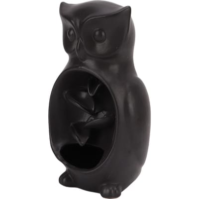 Waterval Wierookhouder Nachtuil Handgemaakt Premium Keramiek Exquise Textuur Slaaphulp black