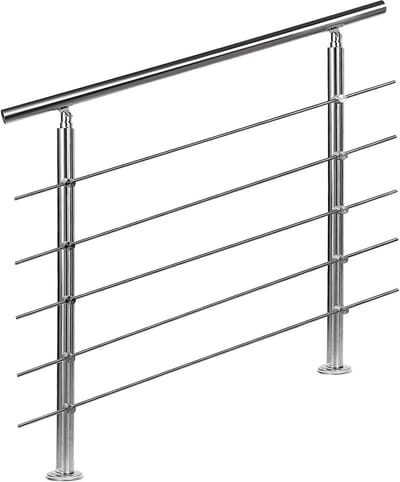 Rvs Leuning voor Trap en Balkon - Balustrade met 5 Dwarsbalken (160 cm) - Binnen en Buiten