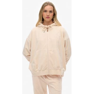 Dames hoodie met ritssluiting van velours Superdry Country Club