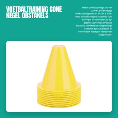 Dailygoods- Voetbalkegel 10st - Duurzaam PE-materiaal - Opvallende kleuren - Stabiele vierkante bodem - Onbreekbaar - Voor voetbaltraining - Trainingmarkers