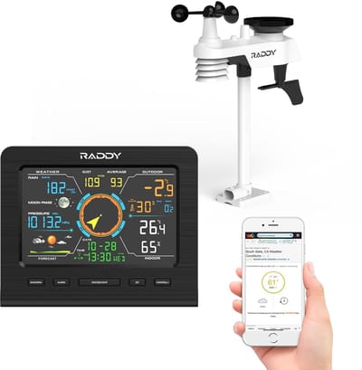 Weerstation Binnen Buiten - Weercomputer Draadloos - Weer Monitoren - 13-in-1 Functies - 100 Meter Bereik - Zwart