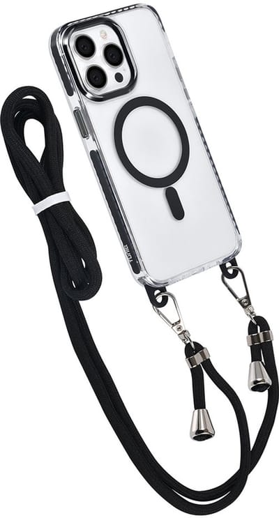 TUNIQ telefoonhoesje voor Apple iPhone 14 Pro Max - MagSafe backcover met koord - Zwart