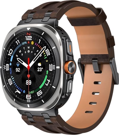 Strap-it Solide leren bandje geschikt voor Samsung Galaxy Watch Ultra 2 (2026) / Ultra (2024/2025) - Koffiebruin