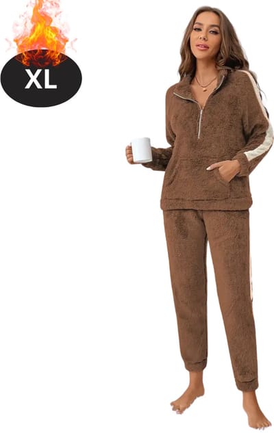 Nivard Joggingpak - Huispak - Volwassenen - Trainingspak - Comfortabel - Joggingsbroek - Tracksuit - Dames - Karamel - XL