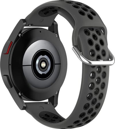 By Qubix - Siliconen sportbandje met gesp 20mm - Zwart - Geschikt voor Samsung Galaxy Watch 7 (40 & 44mm) - Galaxy Watch FE - Galaxy Watch 6 - Galaxy Watch 6 Pro - Galaxy Watch 5 - 5 Pro - Galaxy Watch 4 - 4 Classic - Active 2 - Watch 3 (41mm)