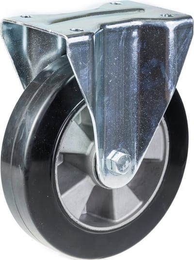152 mm (6 inch) zwart rubberen zwenkwiel, vast, zeer stevig, draagvermogen 660 kg, set van 2