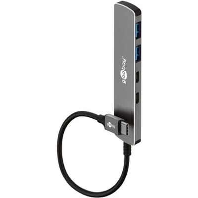 Goobay USB hub (USB-C) | 2x USB-A + 2x USB-C | USB3.0 5 Gbps | aluminium | 0,10 meter