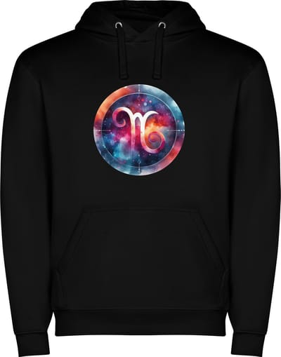 Zwarte unisex hoodie met “ Kleurrijke Sterrenbeeld Steenbok – Astrologie – Horoscoop – Zodiac Signs “ Print Full Color Color merk Roly maat S