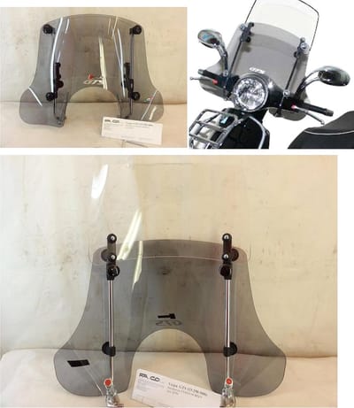 Scooter Voorruit - Windscherm Deflector - Bescherming Tegen Wind - Verchroomde Afwerking - H57cm L61cm Dikte 3mm - Chroom