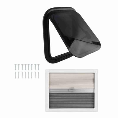 Dubbele Laag Acrylglas Raam 11.2 x 14 Inch voor Campers, Inclusief Zonnescherm, Handvatten en Privacygordijn, Weerbestendig en Veilig voor Kampeerauto's